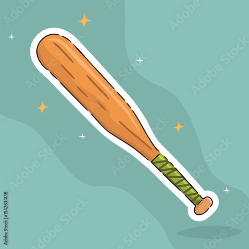Baseball Bat Sticker on Aqua Green Background