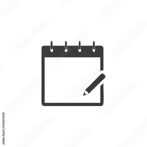 Content Calendar Calendar Page Icon with a Pencil Symbol Vector Silhouette Flat Icon Design