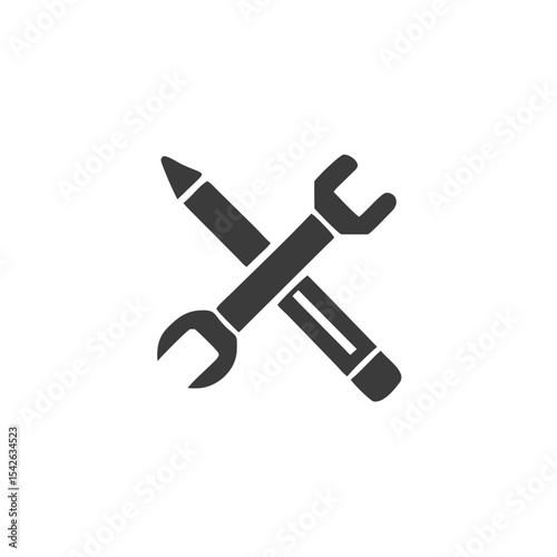 Blog Tools Wrench and Pencil Crossed Icon Vector Silhouette Flat Icon Design