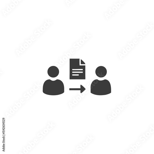 Collaborative Blog Two People Icons with a Share Symbol Vector Silhouette Flat Icon Design