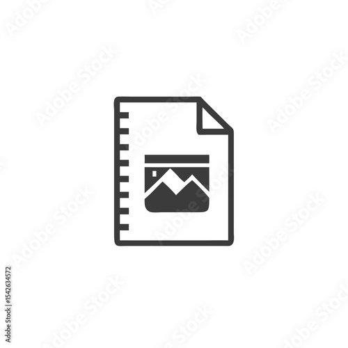 Media Upload Image and Video Icon Over a Document Vector Silhouette Flat Icon Design