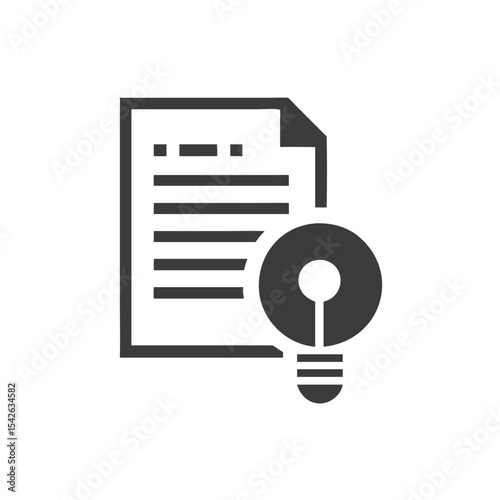 Topic Research Document with a Search Icon and Lines Vector Silhouette Flat Icon Design