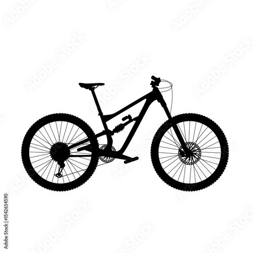 vector silhouette of full suspension mountain bike. on white background