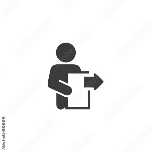 Guest Post Person Icon with a Document and Arrow Vector Silhouette Flat Icon Design