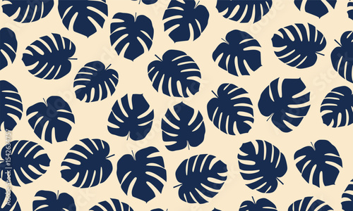 Tropical background with monstera leaves. A seamless botanical pattern ideal for textiles, wallpapers, packaging and tropical themed design projects