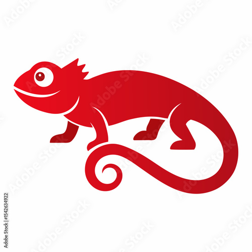 Red chameleon silhouette logo design