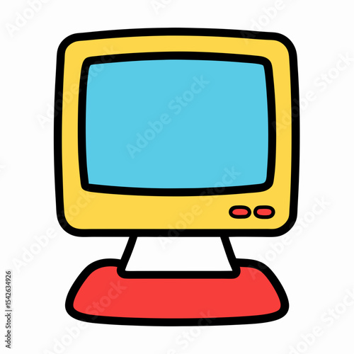 Retro cartoon computer monitor illustration