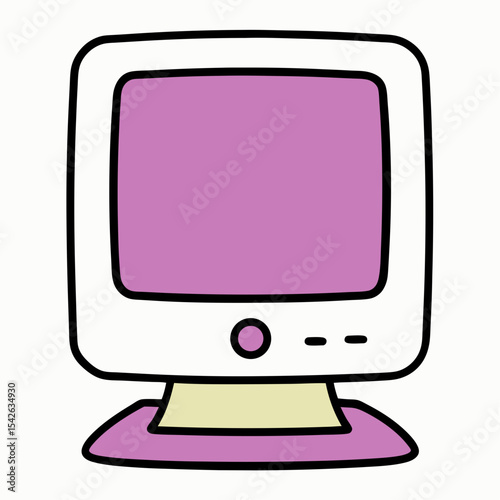 Cartoon retro computer monitor illustration