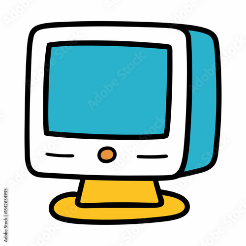 Cartoon retro computer monitor illustration