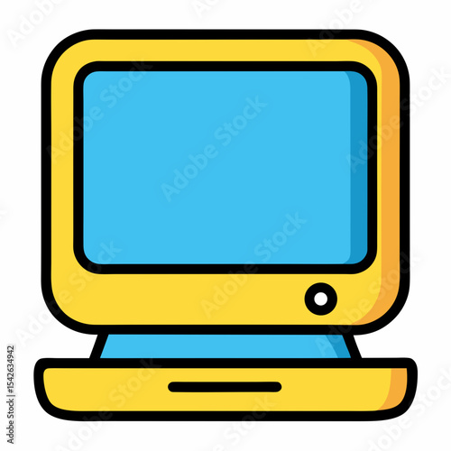 Retro computer icon illustration design