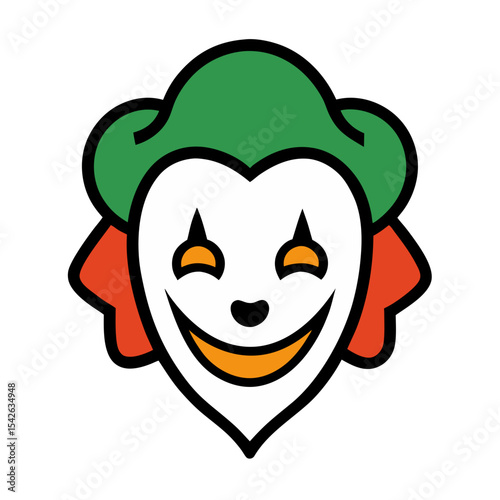 Happy clown face icon cartoon illustration