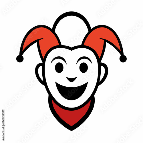 Happy jester cartoon character icon