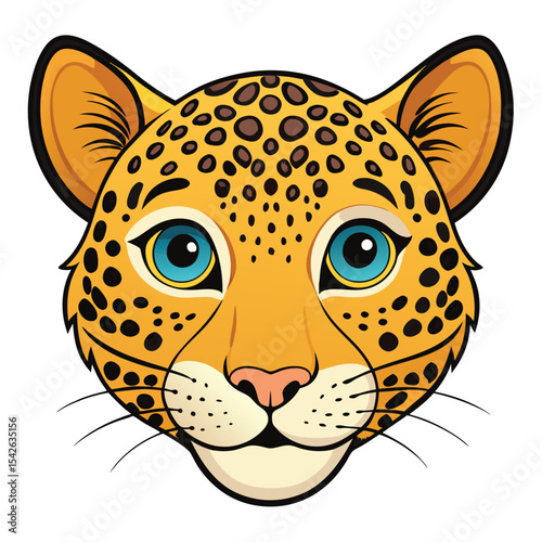 Cartoon illustration of a leopard's face on white background