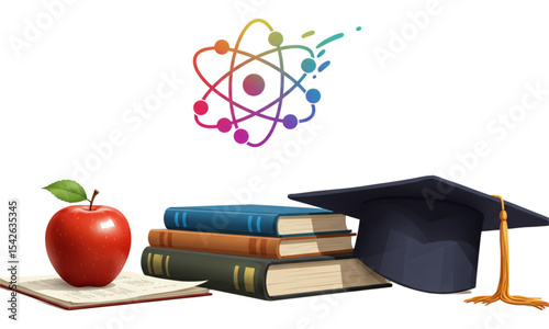 graduation cap and books