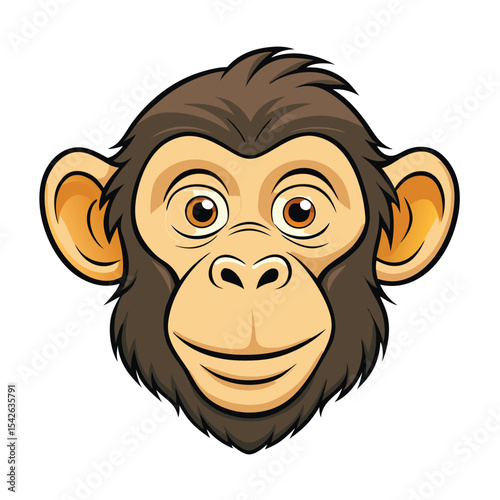 Cartoon illustration of a monkey face on a white background