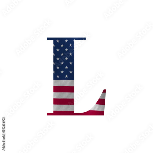Patriotic Letter L Design American Flag Themed Typography