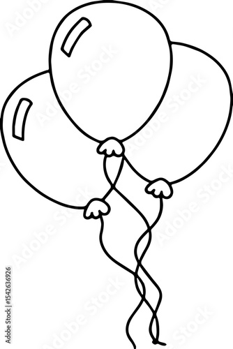 Festive black and white silhouette illustration of a charming bunch of balloons ready to celebrate joyous occasions and delightful events