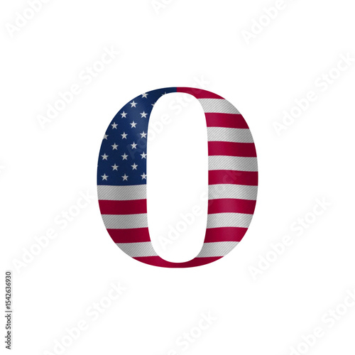Patriotic Number Zero American Flag Design for Independence Day