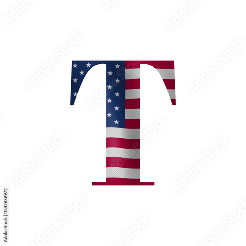 Patriotic American Flag 'T' Letter Design A Symbol of Freedom and Unity