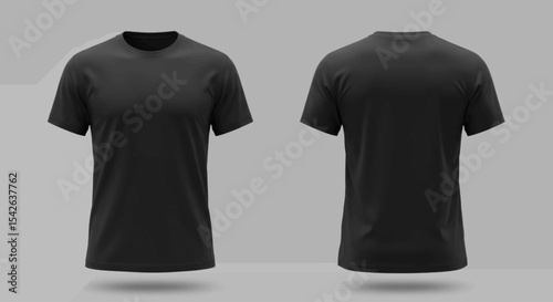 Black t shirt clothing template front and back view