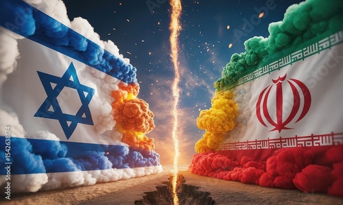 International conflict symbolic image of opposing sides
