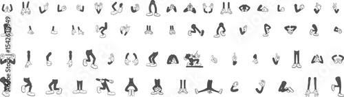 etro Cartoon Limb Parts Kit: Isolated 2D Hands and Legs in Classic Toon Style