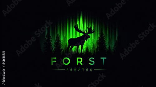 Silhouetted moose in a glowing forest