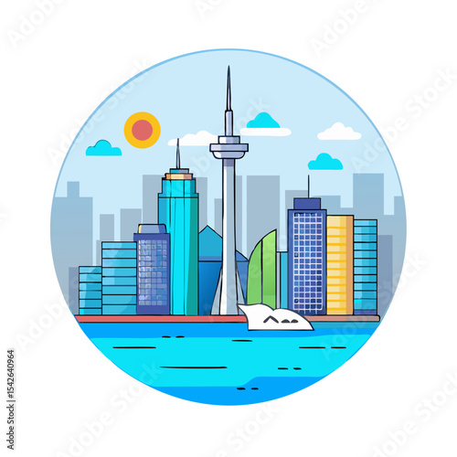 flat Icon landmark of Canada Toronto