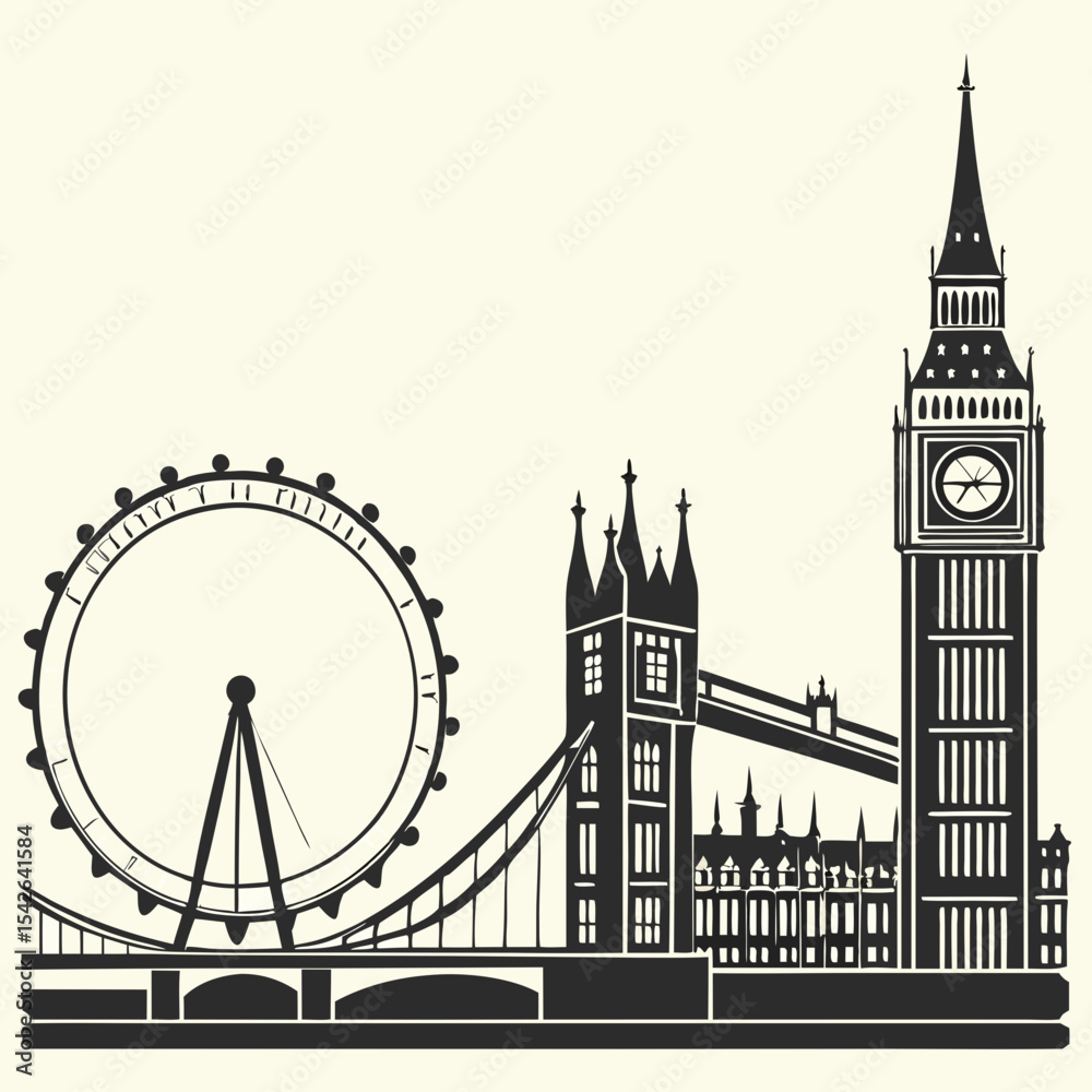 Obraz premium silhouette of landmarks of England London
