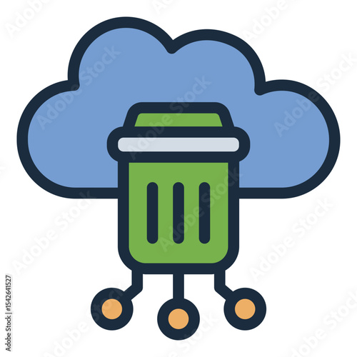 trash bin filled line icon for deleted files from cloud