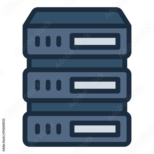 rack of servers filled line icon for hosting or storage