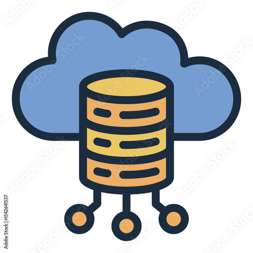 stacked database filled line icon in cloud connection