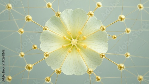 Evening primrose extract showcases molecular beauty with soft gold hues and floral symmetry in this captivating image.