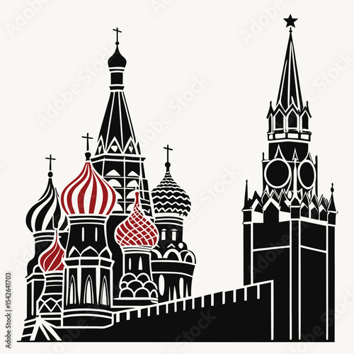 silhouette of landmarks of Russia Moscow