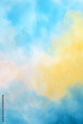 Yellow and blue watercolor background creating a dreamy atmosphere