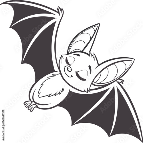cute cartoon bats flying with happy smiling faces