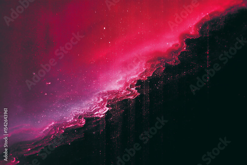 Bright pink and purple nebula shining in the vastness of space