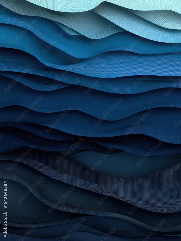 Fototapeta premium Flowing Waves of Layered Blue Tones Create a Serene Atmosphere With a Slow-Motion Effect in This Mesmerizing Composition