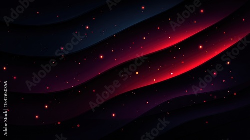 Abstract dark background with wavy lines and glowing particles