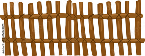 curved plank fence vector icon for landscaping, garden barrier, or rustic outdoor design