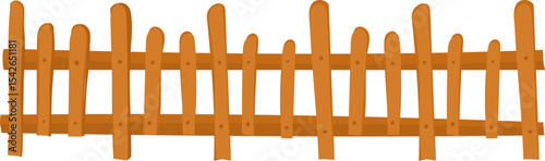 orange wooden garden fence vector icon for landscaping, garden barrier, or rustic outdoor design