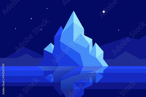 Abstract geometric iceberg at night