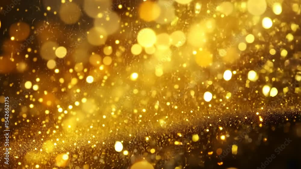Shimmering gold bokeh and sparkles on dark background