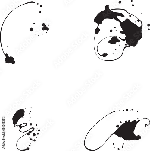 墨の垂れ・飛び散り・飛沫の装飾イラスト素材セット