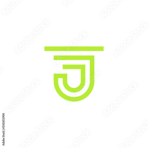 Abstract Green Letter J Logo with Rounded Edges and Horizontal Bar