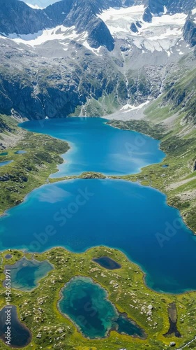 Stunning Mountain Lake Landscape with Clear Blue Waters and Lush Green Surroundings