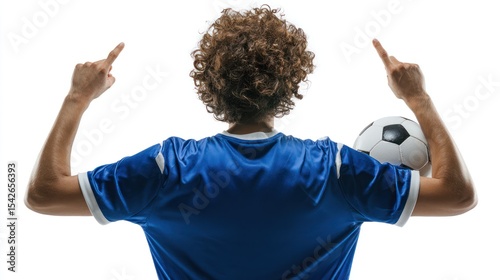 Enthusiastic Soccer Player Celebrating Victory Gesture