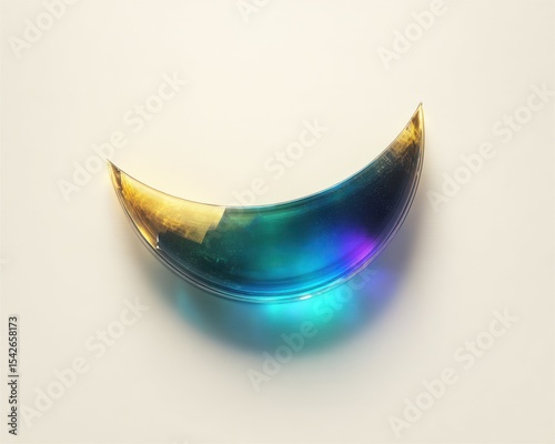 Abstract crescent-shaped translucent gem