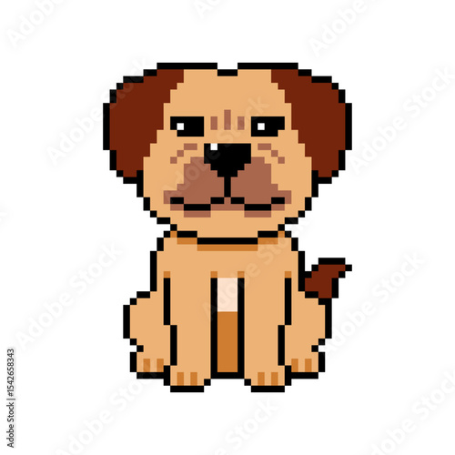 Pixel art a dog vector in retro style