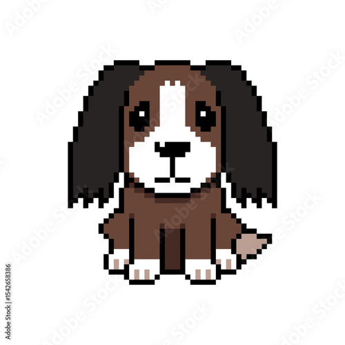Pixel art cute dog vector in retro style